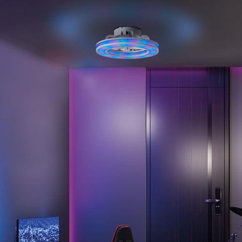 Lightbox LED Deckenlampe mit leisem Ventilator & RGB-Front Light | Ø 42 | weiße Deckenleuchte | Gaming Lampe dimmbar | per Fernbedienung | 26 W | 2700-6500 K | 3100 lm | aus Kunststoff