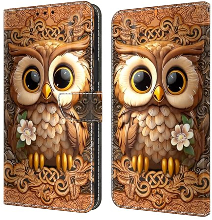 GLANDOTU Handyhülle für Huawei P30 Lite Hülle PU Leder Klapphülle Magnet Stoßfeste Kartenfach Klappbar Schutzhülle Kompatibel mit Huawei P30 Lite,Eulen