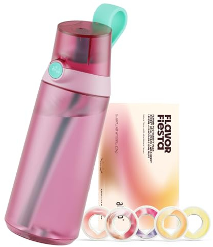 air up® water bottle (21oz) Click Shrimp Pink original starter set with pods in 5 flavors | drinking bottle with sugar-free flavoring | dishwasher-safe, BPA-free