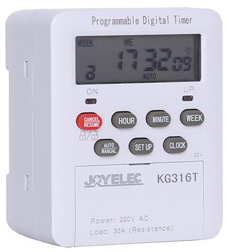 JOYELEC Timer LCD Digitale Programmabile，30A，6600W，AC220V,Gruppo 16 set di interruttori di temporizzazione，Funzione di conto alla rovescia，Interruttore Orario Digitale Giornaliero，Installazione guida