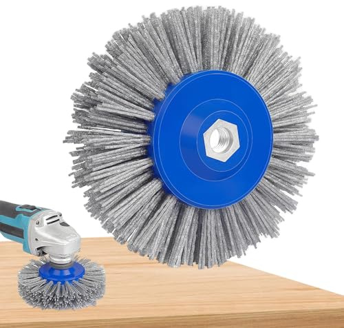 YCBTREE - Spazzola in nylon M14 da 150mm, spazzola rotonda per smerigliatrice angolare, spazzola per sabbiatura e lucidatura per legno e metallo, grana 46/60/80/120, filo di sabbiatura per macchina