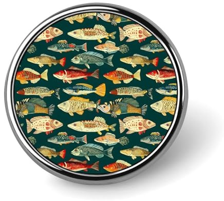 Anstecknadeln für Rucksäcke, modische runde Broschennadeln mit buntem Fisch-A-Aufdruck, Sublimationsknöpfe für Kleidung, Hutdekoration, Metallkreis-Anstecker, Anstecknadel für Herren, Kostümzubehör