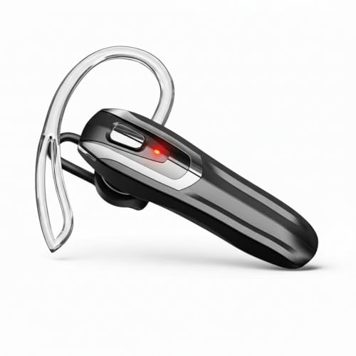 BEVCEFCC Bluetooth Earpiece Handsfree 38Hrs Talking Time Wireless Headset V 6.0 Single Ear Bluetooth Headset Noise Canceling Wireless Headphones for Phone Calls (Black)