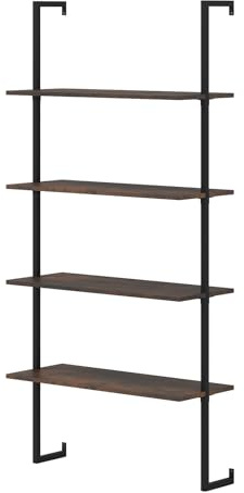 GIANTEX Wandregal mit 4 Ebenen, platzsparendes Leiterregal | Hängeregal mit Metallrahmen, industrielles Regal für Wohnzimmer, Küche, Schlafzimmer & Büro, 76 x 30 x 163 cm
