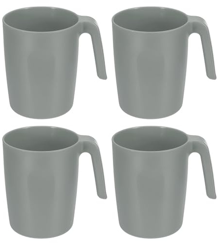 QUARKZMAN Set Di 4 Tazze Da Caffè In Plastica, Tazze Da Caffè Infrangibili, Bere Riutilizzabili Sicure Per Microonde E Lavastoviglie Con Manico Per Tè Latte Succo Cucina Campeggio,