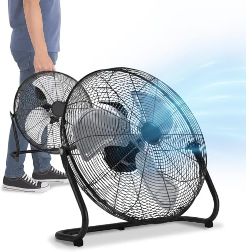 Avilia - Ventilatore a Piantana da Terra Inclinazione Regolabile – Ø40 cm, 3 Pale Metallo, 65W, 3 Velocità | Ventilatore da Terra Potente, Griglia Rete 410, Cavo 1,8 m, Spina Francese (Nero)