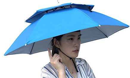 Générique Chapeau Parapluie, Chapeau Parasol de Tete, Adulte Ombrelle de Tête, Parapluie de Tete Pliable pour La Pêche, Le Jardinage, Le Golf, Le Plein Air