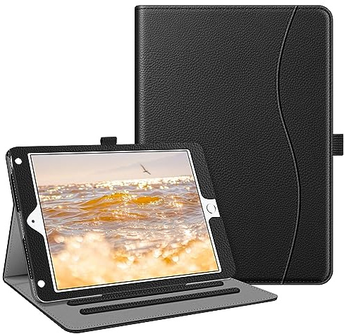 Fintie Hülle für iPad 9.7 Zoll 2018 2017 / iPad Air 2 / iPad Air 1 | Mehrere Blickwinkel, Folio-Schutzhülle mit Stifthalter, Staufach & Eckenschutz, Auto Schlaf-/Wach funktion, Schwarz