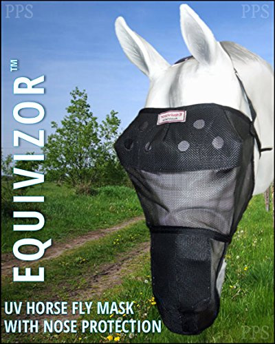EquiVizor 95% UV Eye Protection (Full) Horse Fly Mask with Nose - Help with Uveitis, Corneal Ulcer, Light Sensitive. Designed to Stay On Your Horse, Off The Ground