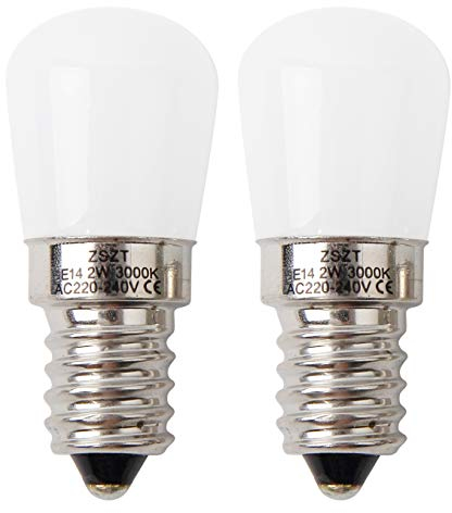 ZSZT Bombillas de frigorífico E14 LED 2W equivalente de bulbo del halógeno 15W, Blanco Cálido 3000K bombilla maquina de coser, 2 unidades