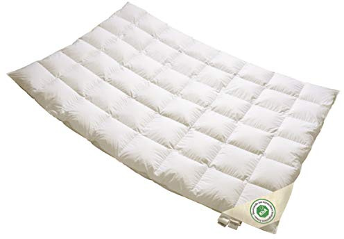 Vitaschlaf Bio-Luxe-KBA Arktik Kälte-Daune W3 - LEICHT Sommer Daunendecke Deutsche Qualität mit KBA Einschütte (155 x 220 cm)