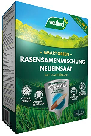 Westland Smart Green Grass Seeds New. A Seed with Fertiliser (Teal), 1 kg, blue-green