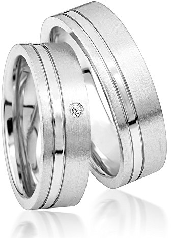 2x Platin Eheringe Partnerringe Trauringe Verlobungsringe inkl. Gravur und Steine PTJC07-600