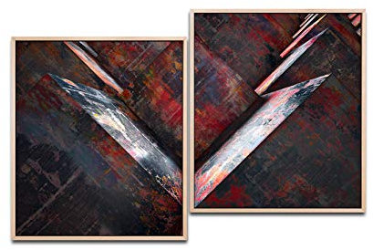 Paul Sinus Art Metall Blöcke 130 x 90 cm (2 Bilder ca. 75x65cm) Leinwandbilder fertig im Schattenfugenrahmen NATUR Kunstdruck XXL modern