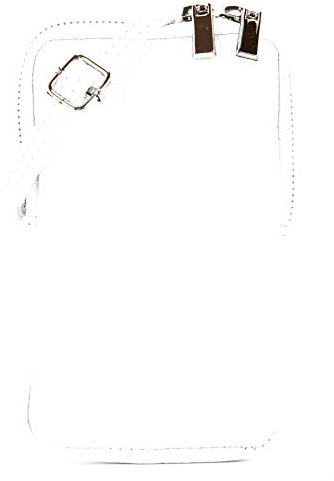 modamoda de T197 Damen Leder Umhängetasche Handytasche 6,7, handmade in Italy (Weiß)