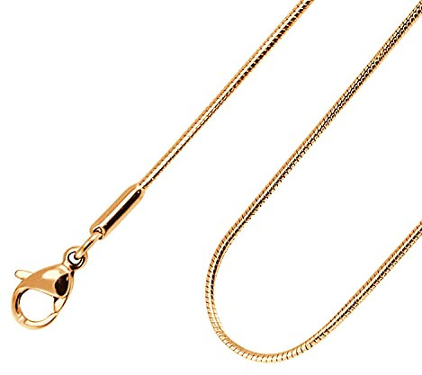 555Jewelry 1.2mm Stainless Steel Snake Chain Necklace for Men & Women, Classic & Simple Thin Delicate Chain (Rose Gold, 22)