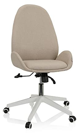hjh OFFICE 729431 Schreibtischstuhl AVEA I Stoff höhenverstellbarer Drehstuhl mit hoher ergonomischer Rückenlehne, Beige