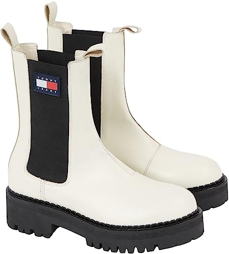 Tommy Jeans Mujer Botines de media caña Urban Chelsea Botas, Marfil (Rich Cream), 39 EU