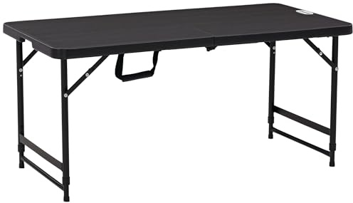Outsunny Mesa de Jardín Rectangular Plegable 118x60x56-74 cm Gris Oscuro