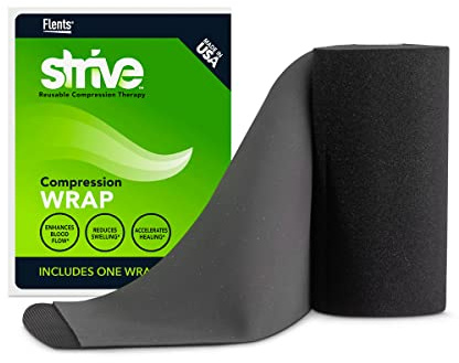 Strive Compression 4x60 Therapy Wrap for Wrist, Arm, Leg, Ankle, Elbow, Enhances Blood Flow, Reduces Swelling, Accelerates Healing, Black, Made in The USA