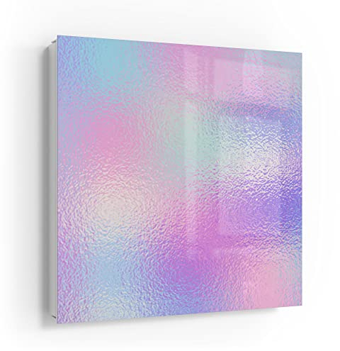 DEQORI Schlüsselkasten weiß | 30x30 cm | Motiv Milchglas vor Pastell | Glas & Metall Schlüssel-Box | Schlüsselschrank mit 50 Haken + 2 Magnete | Moderne Design Box magnetisch & beschreibbar