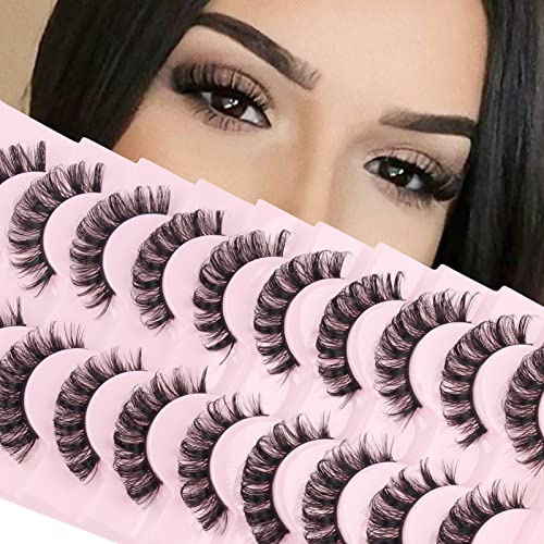 Parriparri Russische Wimpern 10 Paar D Curl Russian Strip Lashes | Volume Eyelashes, Weich&Wiederverwendbare Nerzwimpern