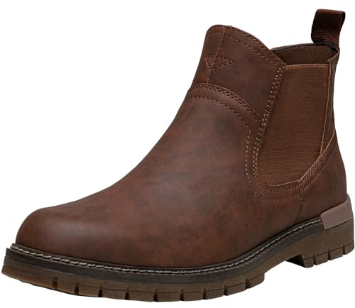 Jousen Chelsea Boots Casual Slip On Ankle Waterproof Mens Boots(AMY8119A brown 09)