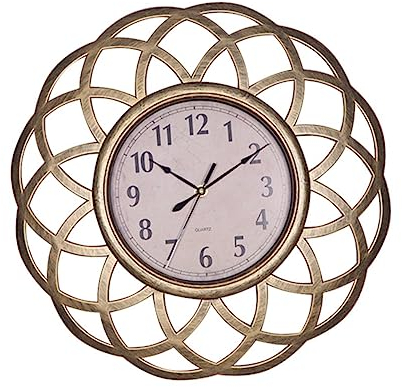 Garneck Retro-wanduhr Mit Zifferblatt Geräuschlose Uhren Für Wohnzimmer Schlafzimmer Küche Durchbrochene Uhr Im Europäischen Stil Goldfarben
