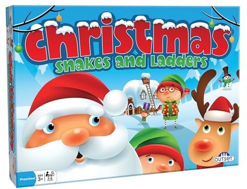 Christmas Snakes and Ladders - No Reading Required, Preschool & Kids Board Game, Builds Children's Social & Developmental Skillls, Ages 3+, 2-6 Players