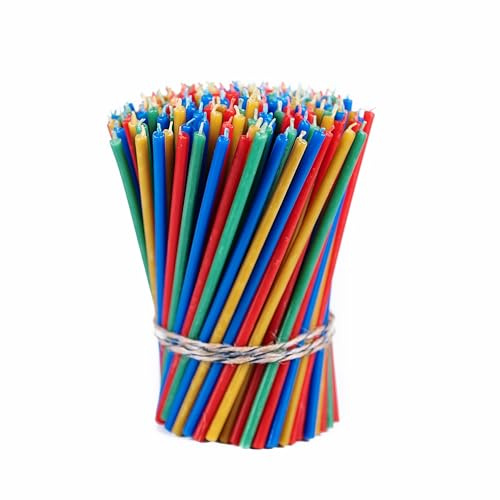 Danilovo Bienenwachs Kerzen (Mehrfarbige) - Orthodoxe Kerzen für Gebet Rituals Tischdeko - Ungiftig, Ruß - Tropffrei, Lang, Nachhaltige Produkte, 200 Stück (4 Farben, Höhe 16,5 cm)