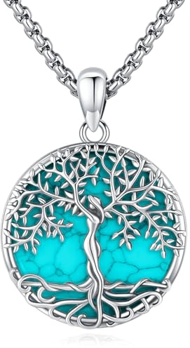 Eusense livets träd halsband 925 sterlingsilver träd liv hänge halsband smycken gåva för kvinnor flickor, Sterlingsilver