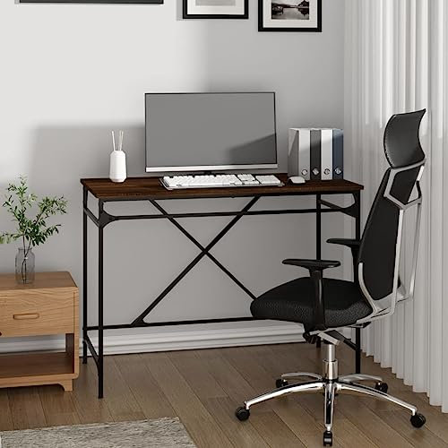 Computer Schreibtische Arbeitszimmer Schreibtische Schreibtisch Regale Eck-SchreibtischeSchreibtisch Braun Eichen-Optik 100x50x75cm Holzwerkstoff EisenGeeignet für Arbeitszimmer, Büro, Wohnzimmer