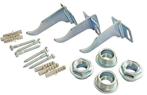 SOMATHERM FOR YOU, Kit de jeu de 3 fixations pour radiateur aluminium + 2 réductions droites et gauches M1 (26/34) - F1/2 (15x21) en laiton nickelé, facile à installer et durable | Fixez facilement votre radiateur aluminium grâce à ce kit complet, conçu pour une installation stable et durable.
