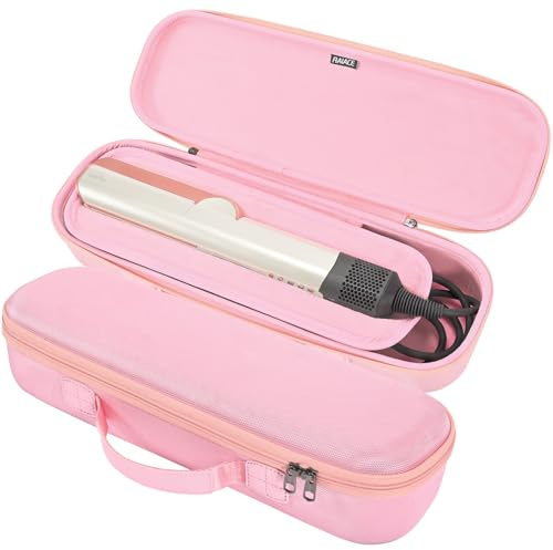 RAIACE Hartschalen-Aufbewahrungskoffer, kompatibel mit Dyson Airstrait Glätteisen, Reise-Tragetasche. (nur Fall)-Rosa