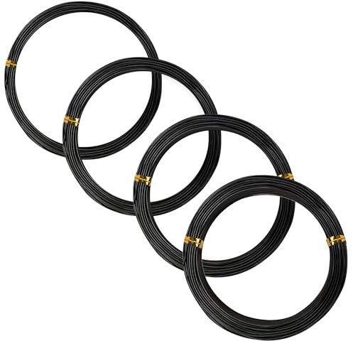 4 Rotoli Filo per Bonsai in Alluminio Anodizzato Anticorrosione (0.8/1.0/1.5/2.0mm) - 10m per Rotolo - Legatura Professionale per Piante, Strumenti Giardinaggio Indoor/Esterno, Modellabile e Durevole