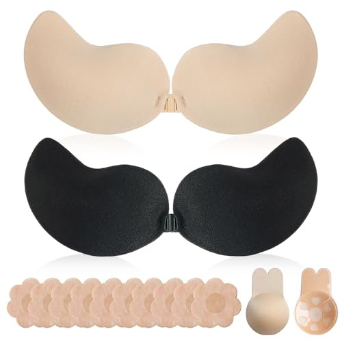 Klebe BH, Klebe Große Brust Push-Up-C-Cup,Push up Rückenfrei Trägerlos BH ,Wiederverwendbare Unsichtbar Haut Freundlich Sticky Strapless Bra ,für Damen Rückenfreies Kleid kleine brüste Brautkleid
