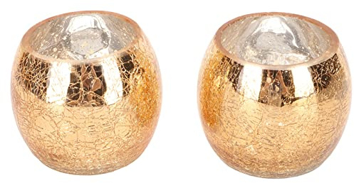 2 Piezas Velador de Vidrio Moteado Redondo Candelador de Oro de Oro Minimalista Moderno, Sets de Candelabros Votivos de Vidrio Redondo Romántico, con un Diseño Estilizado único