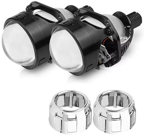 SageSunny Bi LED de 2,5 Proyector, 16 000 lm, 6000 K blanco, con línea de corte nítida, compatible con faros delanteros de coche, 100 W/par, alta definición, 2 años de garantía (con cubiertas)