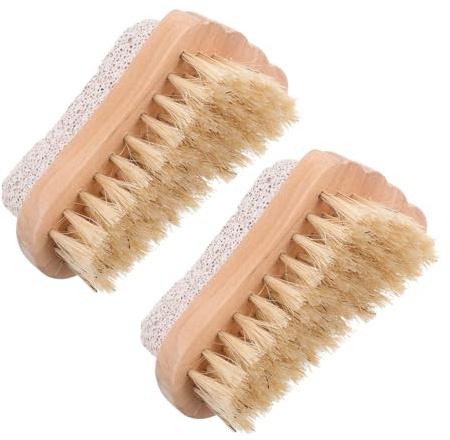 OFFIGAM Bimssteinbürste für Fußpflege zur Entfernung Trockener Haut und Hornhaut mit Holzgriff Leicht und Ergonomisch 2 Stück