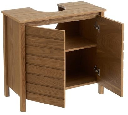 LOLAhome - Mueble bajo Lavabo de Pedestal de Madera Fresno Natural 60x30x60 cm para baño. Armario Moderno con Estante Regulable Que Optimiza el Espacio bajo el Lavabo con Estilo contemporáneo