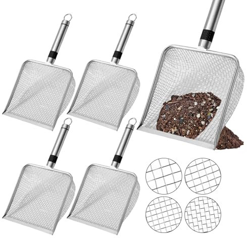 PORFOYO 4 Stück Gartensieb, Kompostsieb, Gartensieb Aus Edelstahl, Sandsieb (2/2.8/3.8/5mm Masche) Edelstahl Kompostsieb Erdsieb Für Erde, Kompost, Saatgut