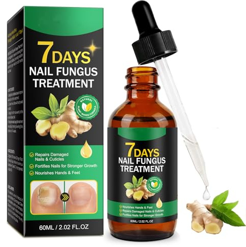 60ml Fungal Nail Treatment for Toenails, Ginger Nail Fungus Solution for Thick， Multi-Purpose Nail Repair, Nail Solution for Discolored, Damaged Nails and Thick Toenails
