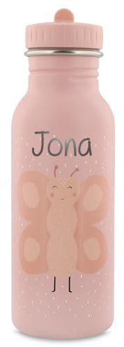 Trixie Baby Personalisierte Trinkflasche aus Edelstahl mit Gravur des Namens (Schmetterling, 500 ml)