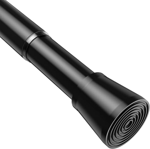 BSYXLSX Extendable Curtain Pole 71-155cm(28-61in), Black Shower Curtain Pole No Drilling Non Slip Tension Rod – for Bathroom, Closet & Window