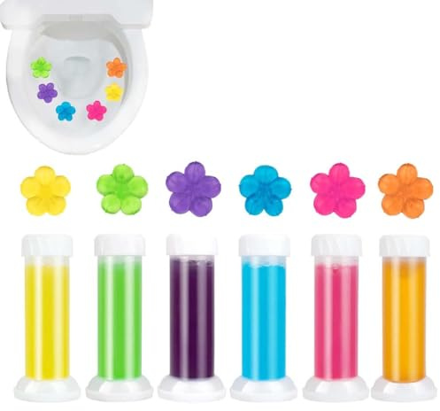 6 Stück Joysome Air Toilet Cleaner, Toilettengel-Stempel, WC Reiniger Toilettenreiniger, Toilettenschüssel-Stempelgel, Toiletten-Refresh-Blumenduftgel, WC Frischesiegel, Toilettengel-Nachfüllungen