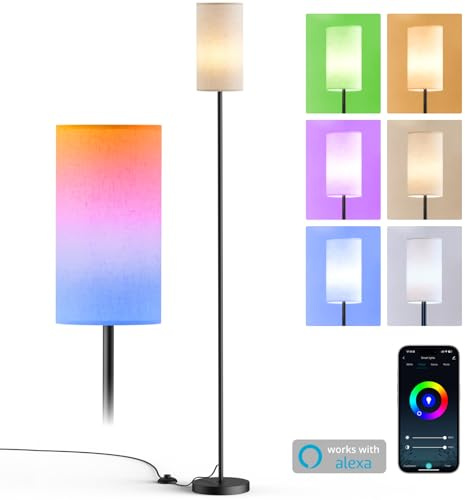 sympa Stehlampe Wohnzimmer, LED Dimmbar mit 16 Mio Farben, Musik-Sync & App-Control – Smarte RGB Floor Lamp für Wohnzimmer, Alexa kompatibel