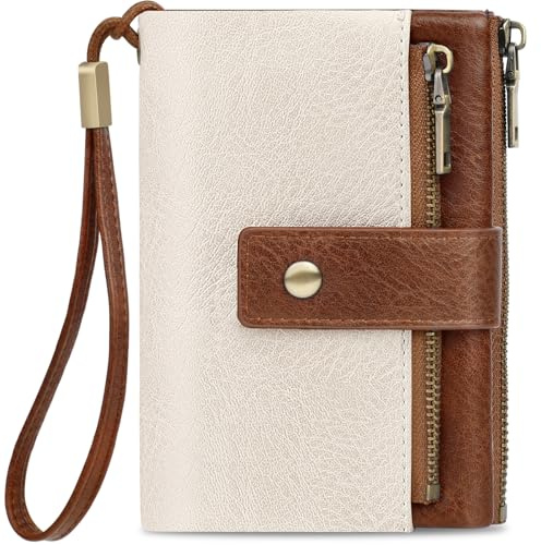 KTUEOV Portefeuille Femme, Cuir PU Porte Monnaie Femme Blocage RFID Portefeuilles et Porte-Cartes 12 Fentes pour Cartes et 2 Poches à Pièces avec Fermeture Éclair Petit Porte Feuille Femme