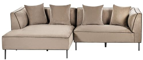Hörnsoffa Modern 3-sits Höger Chenilleklädsel med Armstöd Ljusbrun Sater