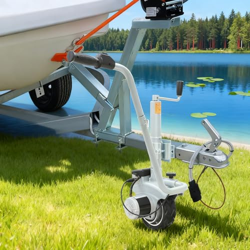HINOPY Remolque auxiliar para maniobrar, 12 V 350 W, rueda de apoyo, 30,5 – 63 cm de altura ajustable, carro eléctrico con rueda de apoyo elérica, 6,7 m/min Mover ayuda para maniobras para caravanas