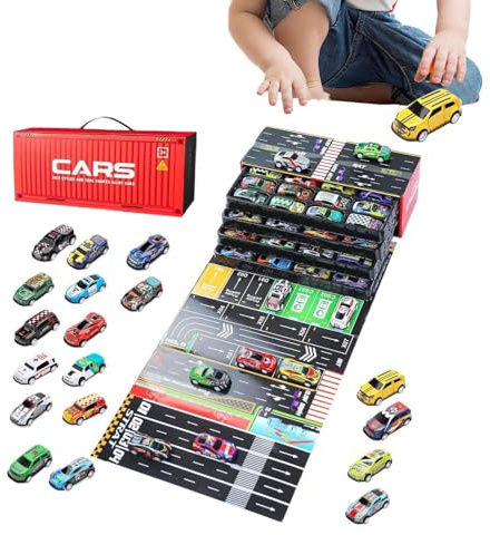 Rückziehfahrzeuge,48 Teile Fahrzeuge Mit Eingebauter Garage,Zurückziehbare Rennfahrzeuge Die-Cast Metall Auto Spielzeuge - Für Weihnachten, Geburtstag, Klassenparty, Spielaktivitäten Und Belohnung